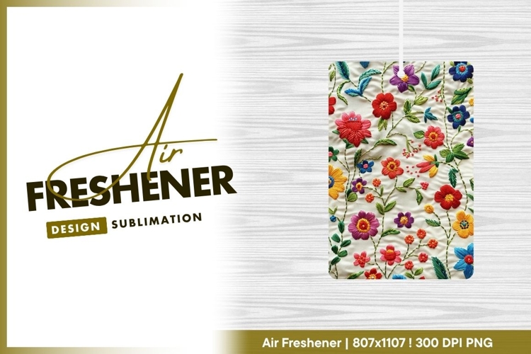 Colorful Embroidered Floral Pattern on air freshener