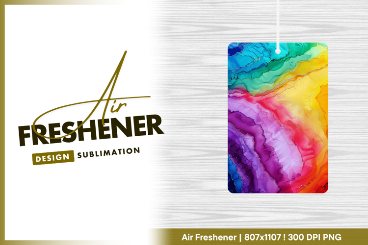 Vibrant rainbow waves alcohol ink art texture air freshener
