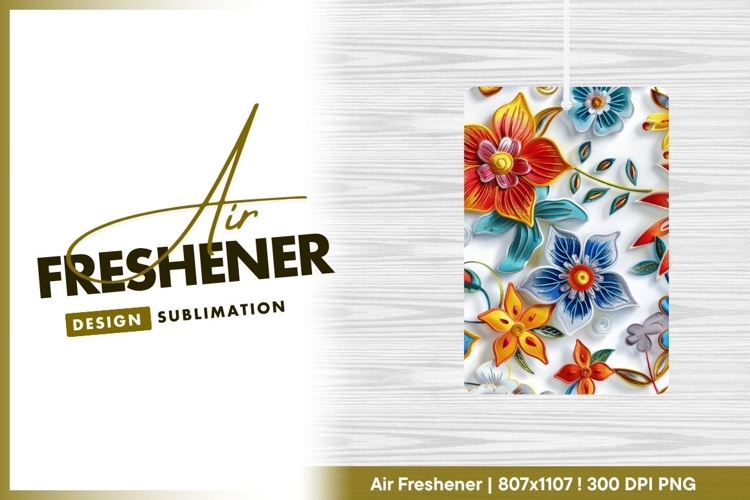 Colorful 3D Floral Pattern with Red Yellow air freshener