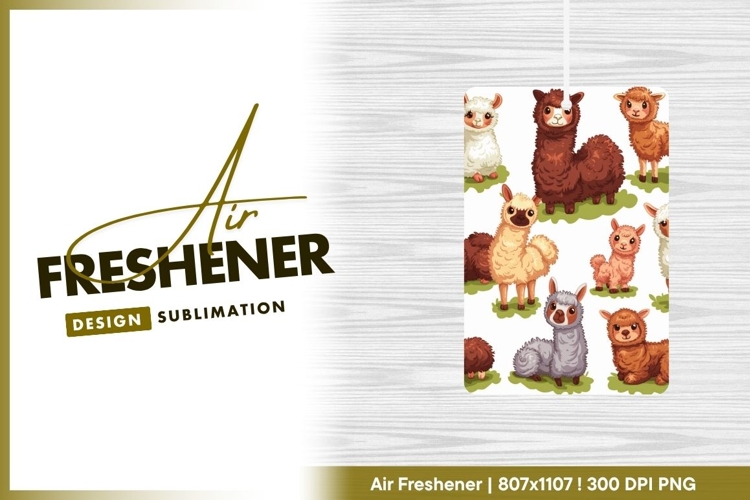 Cartoon Alpacas in Various Colors on air freshener