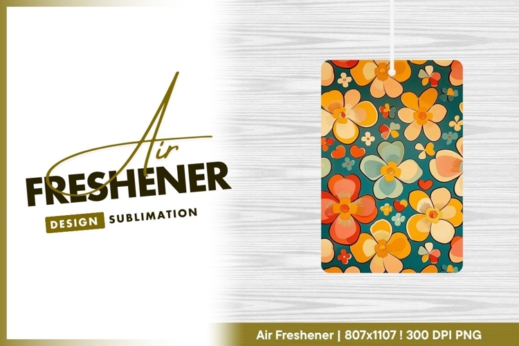 Retro Floral Pattern with Yellow Orange and air freshener