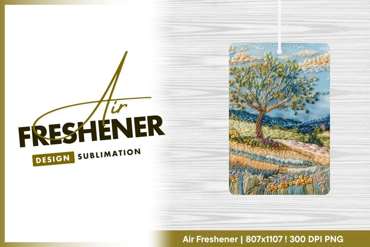 Embroidered Landscape Scene with Tree air freshener
