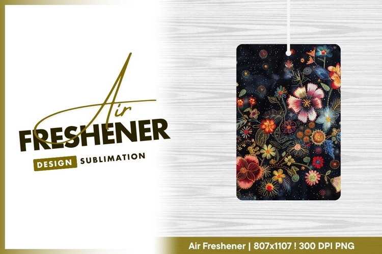 Embroidered Floral Pattern on Dark Blue air freshener