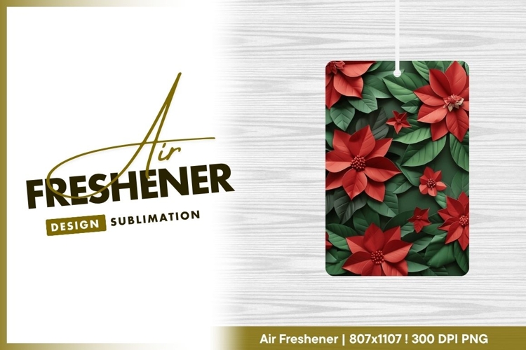 Red Poinsettia Flowers and Green Leaves on air freshener