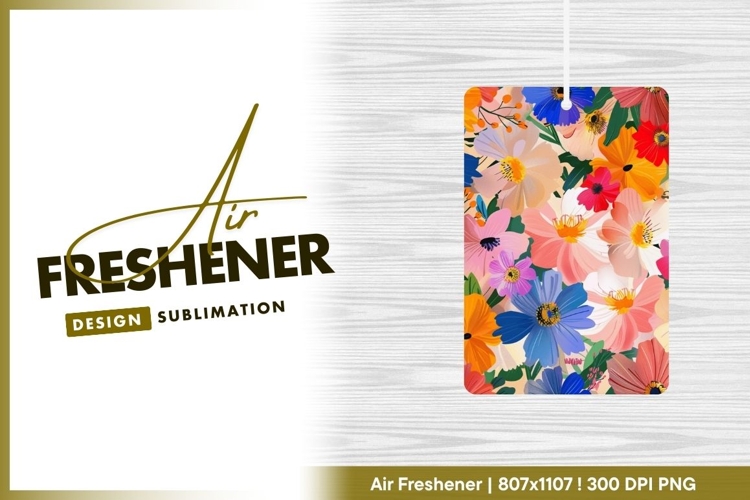 Colorful floral background image air freshener png