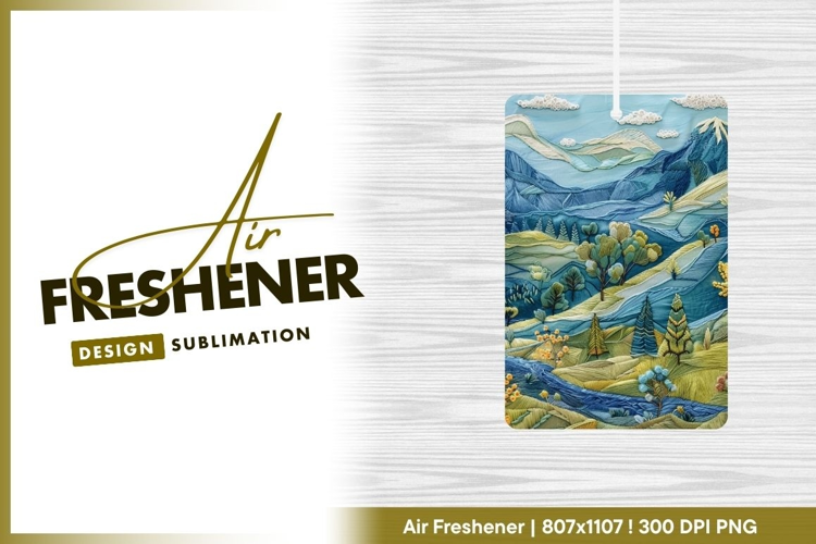 Embroidered landscape textile art scenic air freshener