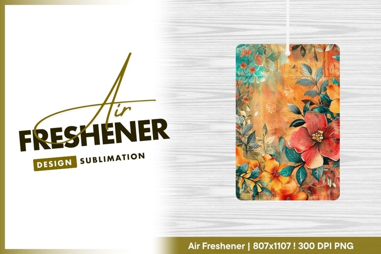 Vibrant floral pattern digital art background air freshener