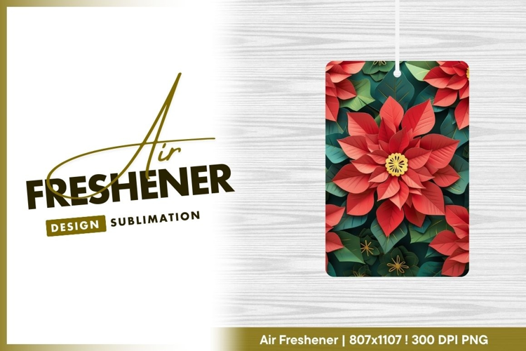 Red poinsettia flowers and green leaves air freshener