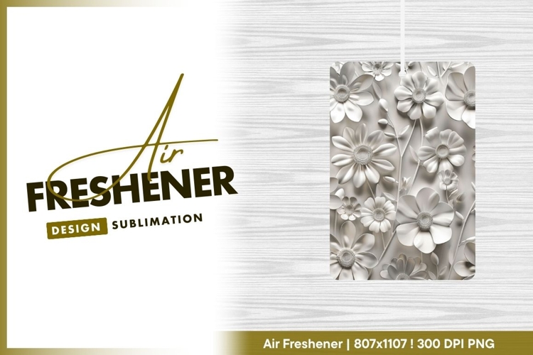 White floral background paper cutout style air freshener