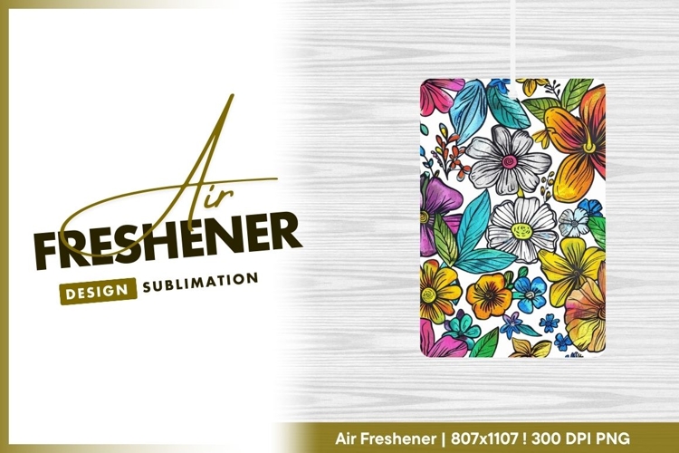 Colorful floral sketch pattern background air freshener png