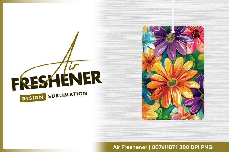 Vibrant colorful floral pattern background air freshener png