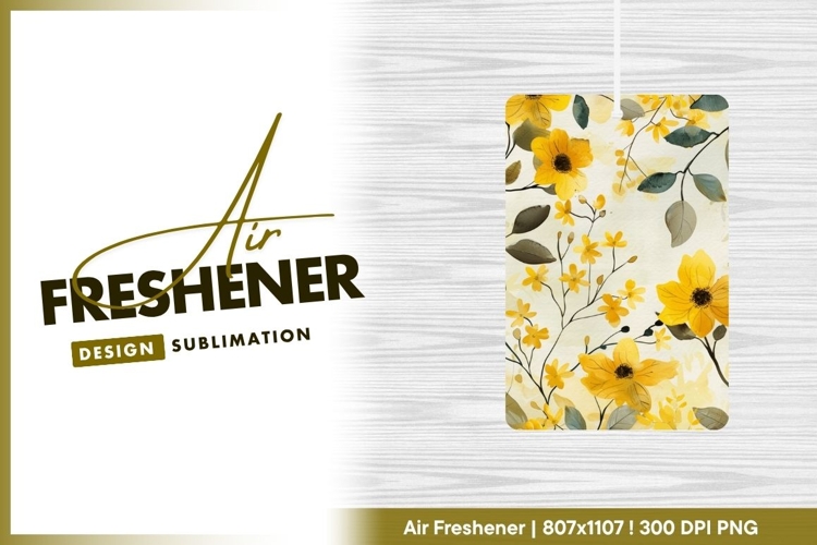 Watercolor floral pattern with yellow flowers air freshener
