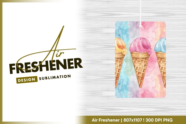 Watercolor ice cream cones colorful air freshener png
