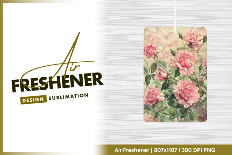 Vintage pink roses with green leaves air freshener png