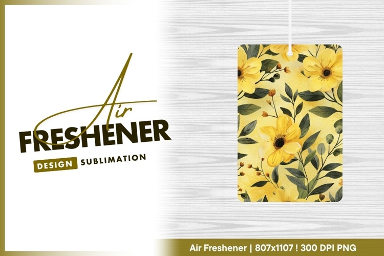 Watercolor floral pattern yellow air freshener png example image 1