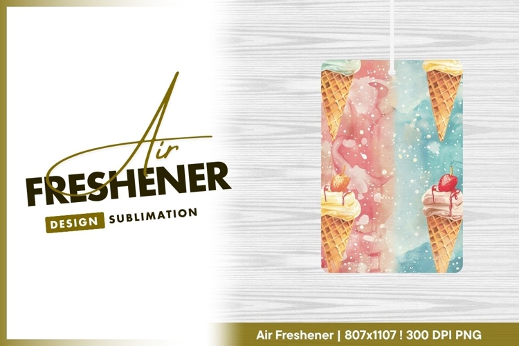 Watercolor ice cream cones air freshener png