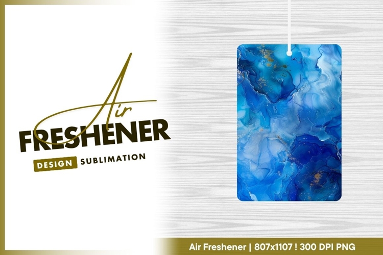 Blue and gold alcohol ink abstract air freshener PNG