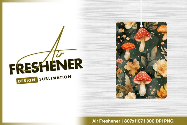 Watercolor mushroom and floral air freshener png