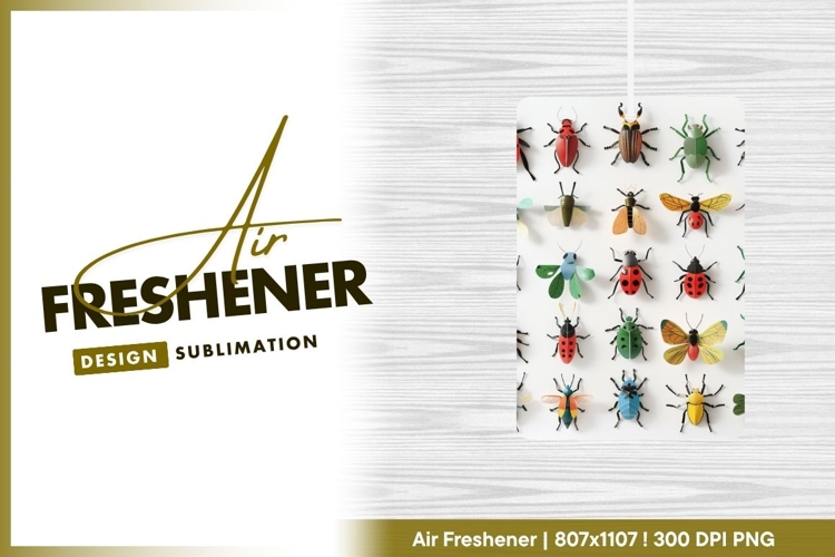 Colorful paper cutout insects on white air freshener png