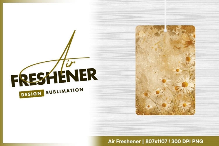 Vintage daisy floral background texture air freshener png