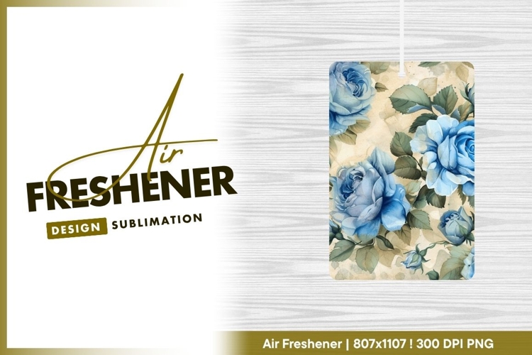 Watercolor blue roses floral pattern air freshener png