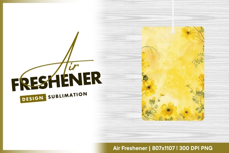 Watercolor yellow flower background air freshener png
