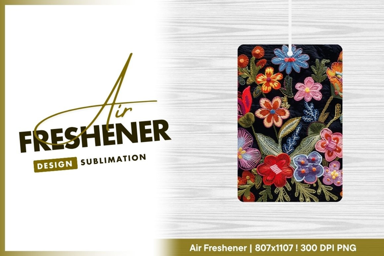 Close-up of Embroidered Floral Pattern with air freshener