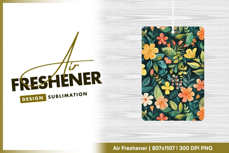Watercolor floral pattern with yellow orange air freshener