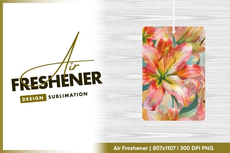 Watercolor Lily Flowers with Pink Orange air freshener