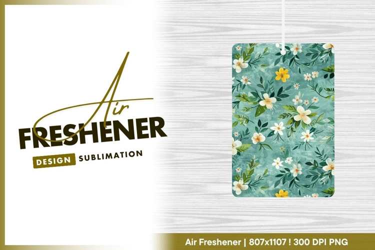 Floral Pattern with White Yellow and Green air freshener