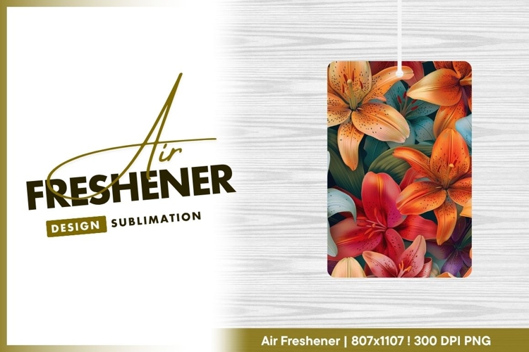 Colorful Lily Flowers Pattern with Orange air freshener