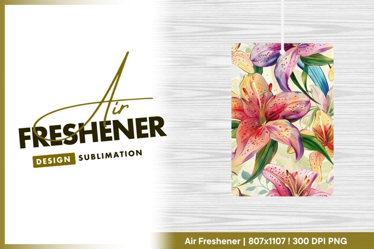 Watercolor Lily Floral Pattern with Pink air freshener