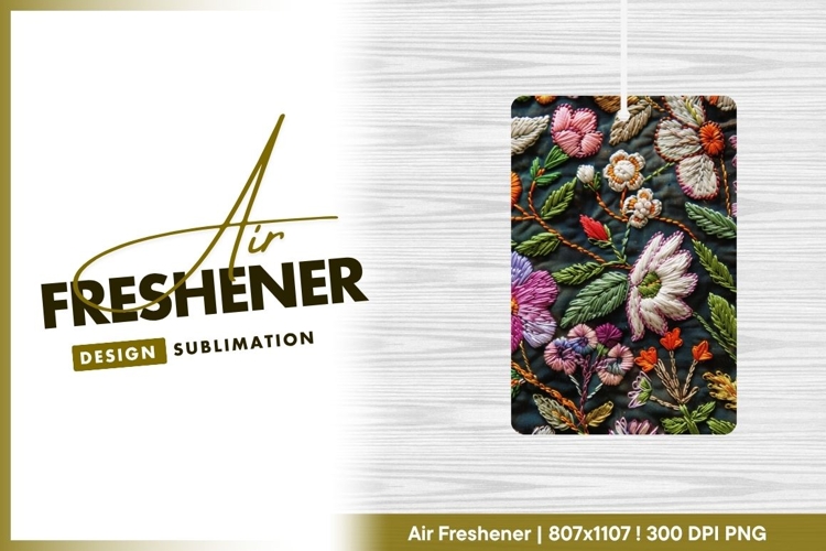 Detailed Hand Embroidered Floral Pattern air freshener
