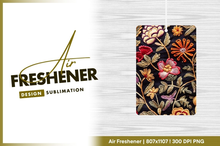 Embroidered Floral Pattern on Dark Blue air freshener