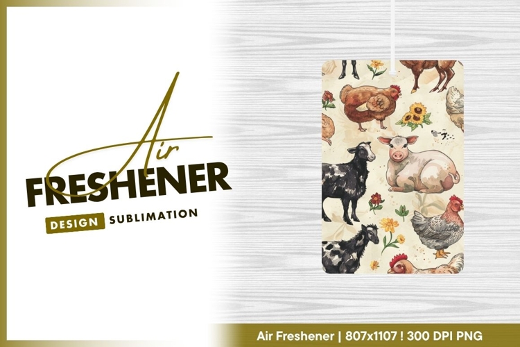 Farm Animals Illustration with Chickens Sheep air freshener