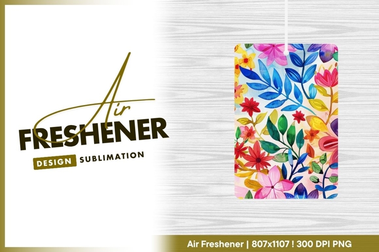Watercolor Floral Pattern with Colorful air freshener