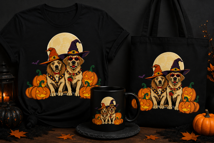 Halloween Dog Dad PNG | Funny Witch Hat Dogs Clipart
