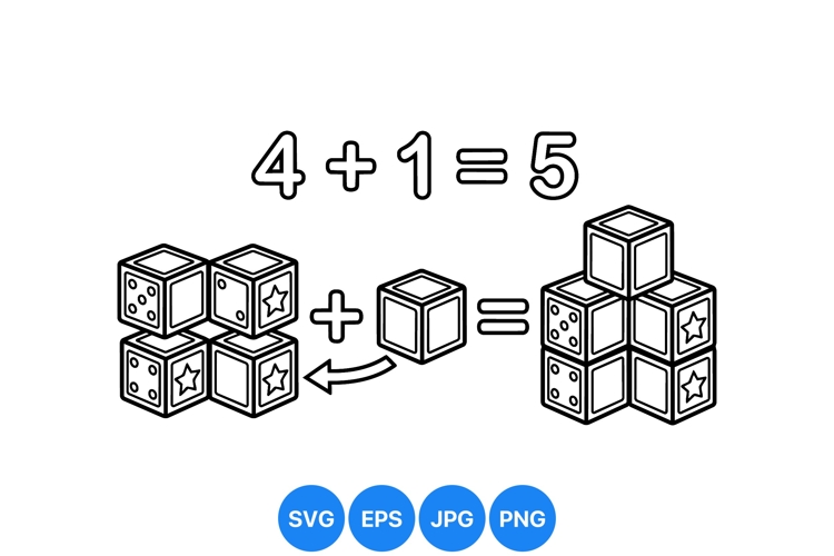 Educational Vector Illustration of Counting Cubes Addition