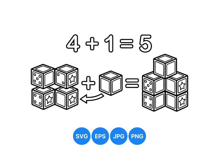 Educational Vector Illustration of Counting Cubes Addition