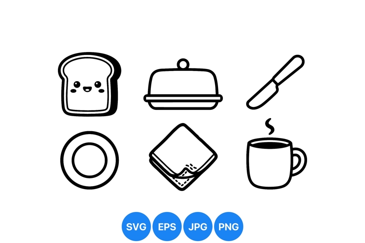 Cute Breakfast Icon SVG Clipart For Kitchen Art