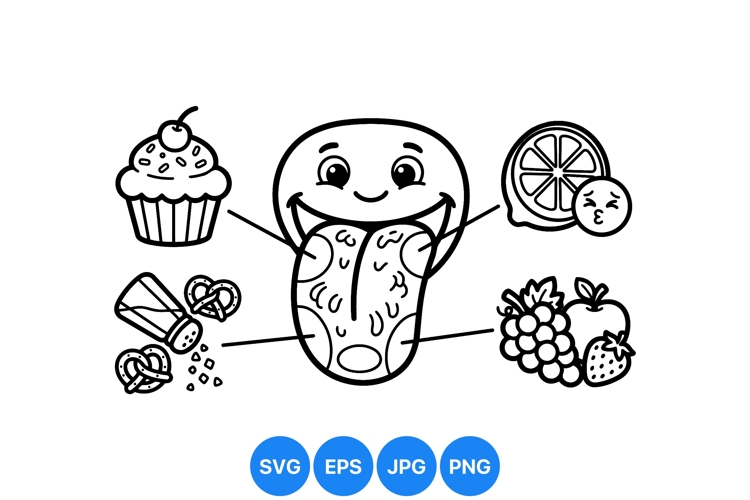 Hand Drawn Taste Senses Diagram Svg Illustration