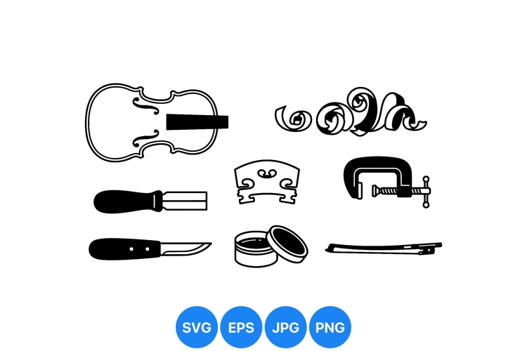 Luthier Violin Tools Vector Clipart Design