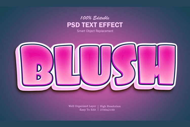 Blush 3DPSD Editable Text Effect example image 1