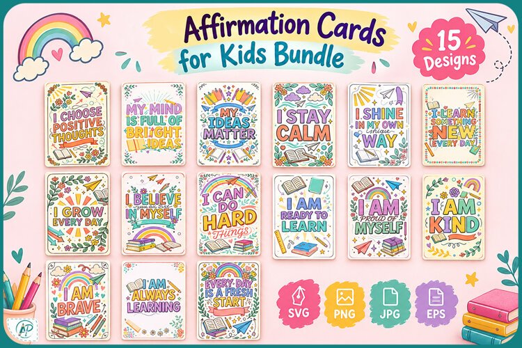 Affirmation Cards for Kids Collections example image 1