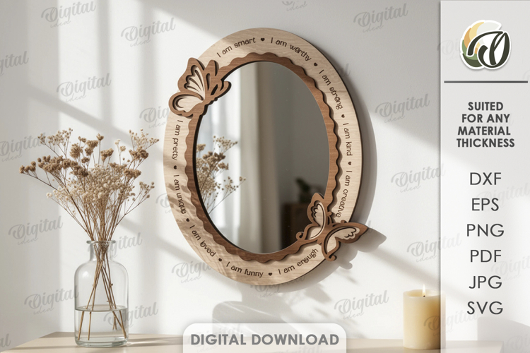 Affirmation Mirror Laser Cut. Home Decor SVG