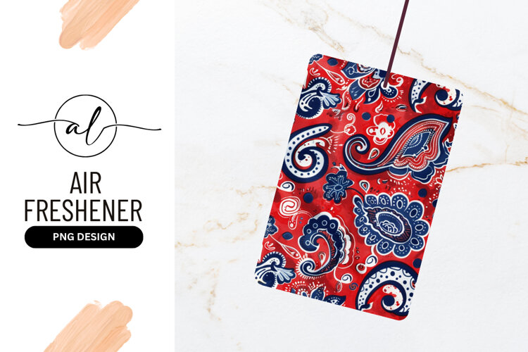 Red Blue White Paisley Repeat Pattern example image 1