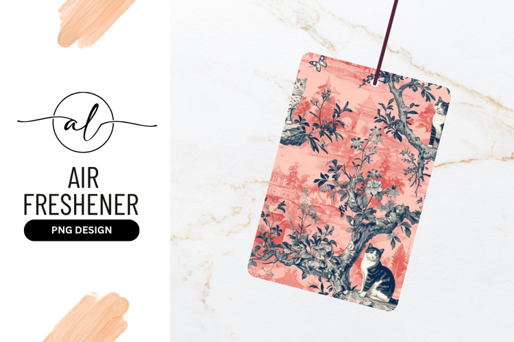 Cats In Asian Botanical Toile Pattern