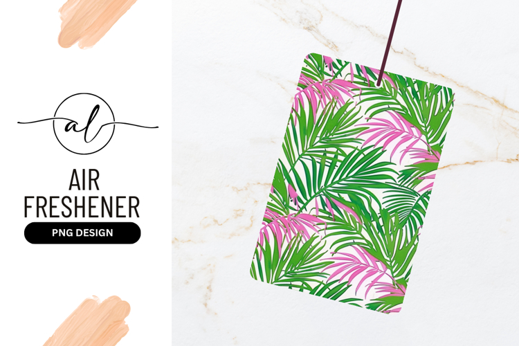 Pink Green Palm Leaves Pattern Background