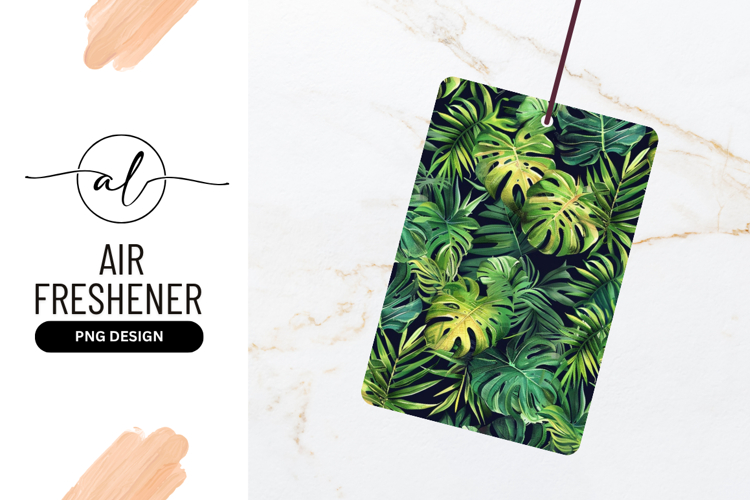 Lush Tropical Green Leaves Pattern Air Freshener Png