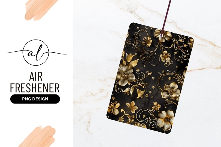 Golden Floral Design On Dark Background
